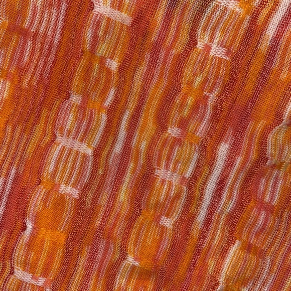 PECK & PECK Open Front Long Sleeve Scarf Like Cardigan Orange Striped XL - Picture 5 of 5